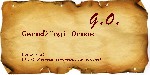 Germányi Ormos névjegykártya